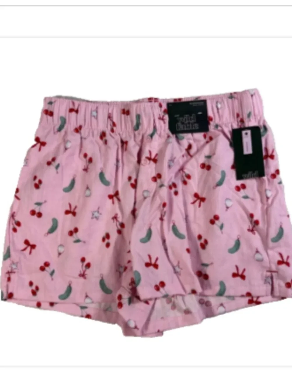 Wild Fable Pink Pajama Boxer Shorts Christmas with Bows, Pickles, and Cherries - Picture 1 of 2